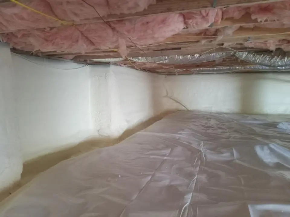 Crawl space encapsulation with closed-cell spray foam for Attic Insulation in Hopkinton